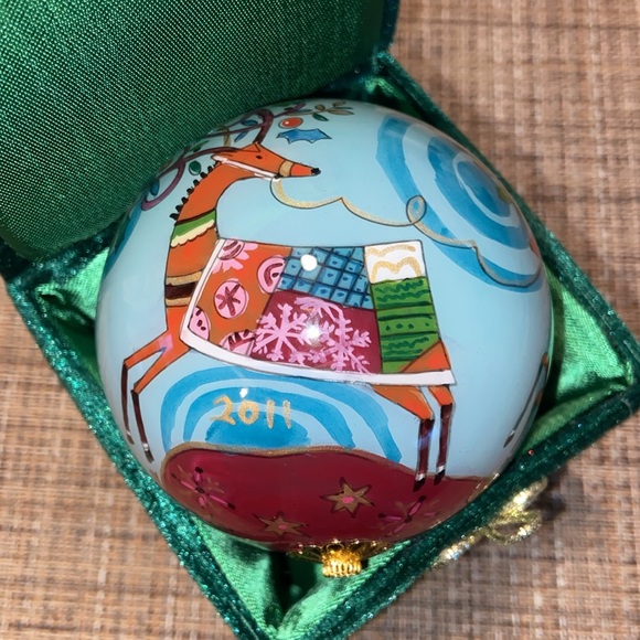 Li Bien Ornament 2011 Santa Sleigh Reindeer Christmas Original Box - Picture 3 of 4